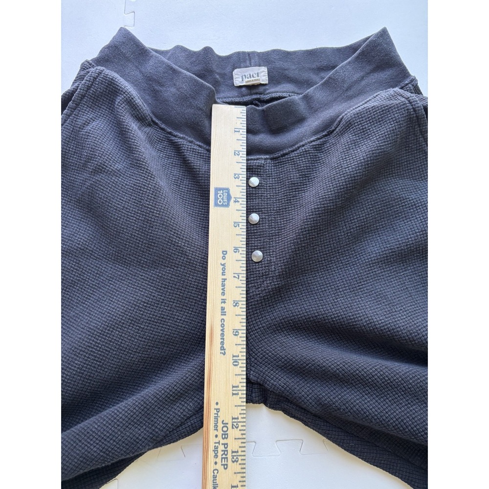 PACT Womens Thermal Pants Joggers Organic Cotton Waffle Knit - Size M Blk - Picture 8 of 8
